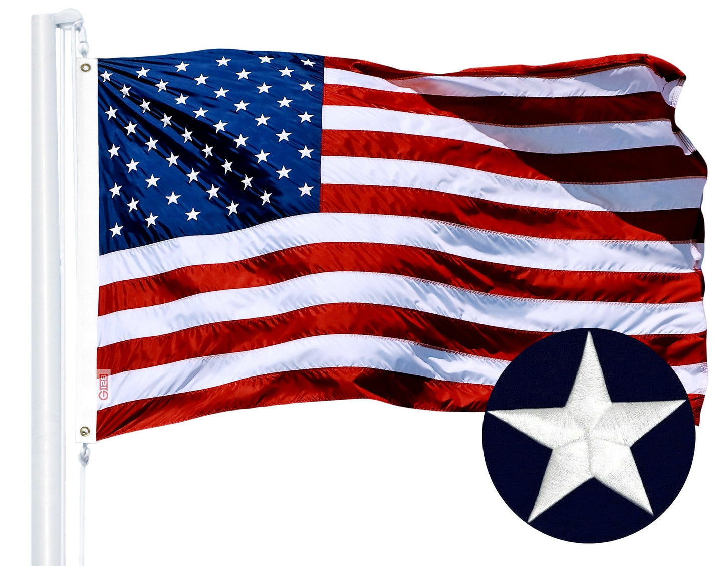 G128 Combo Pack: American USA Flag 2.5X4 Ft & Mexico Mexican Flag 2.5X4 Ft Both Toughweave Series Embroidered 300D Polyester, Embroidered Design, Indoor/Outdoor, Brass Grommets